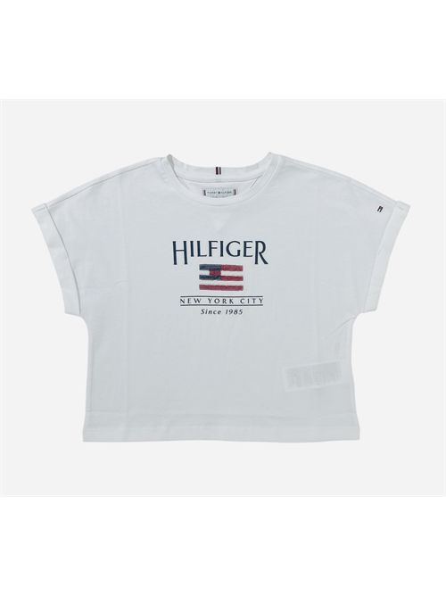 T-shirt bianca con logo TOMMY HILFIGER | KG08525YBR